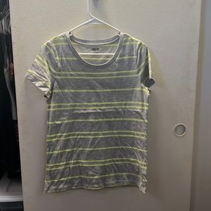 Grey and lime green stripe shirt